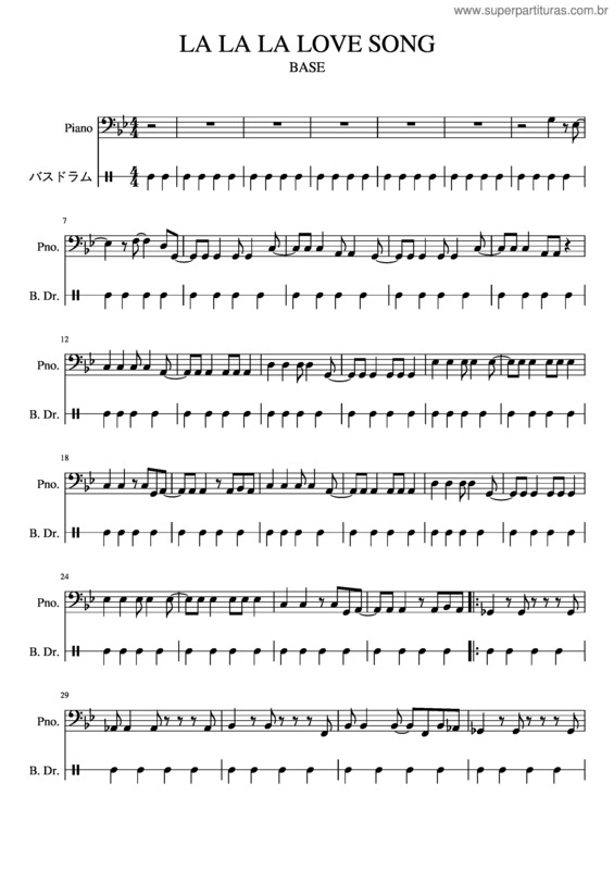 Partitura da música La La La Love Song Base