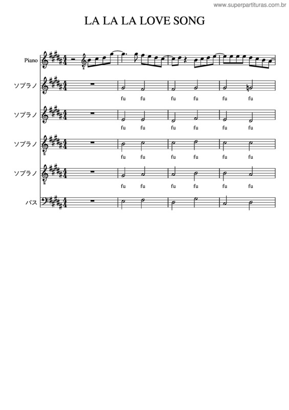 Partitura da música La La La Love Song