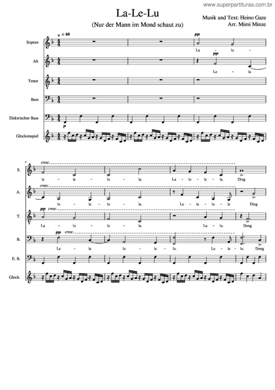 Partitura da música La Le Lu – Chor Und Ensemble
