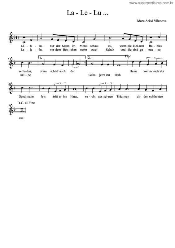 Partitura da música La–Le–Lu v.3