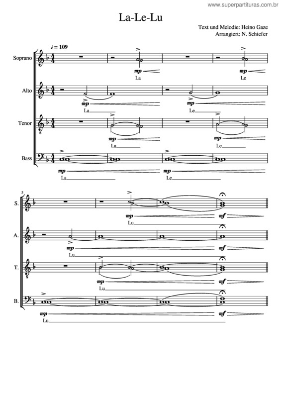 Partitura da música La–Le–Lu
