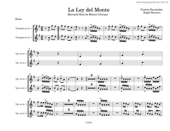 Partitura da música La Ley Del Monte – Vicente Fernández v.2