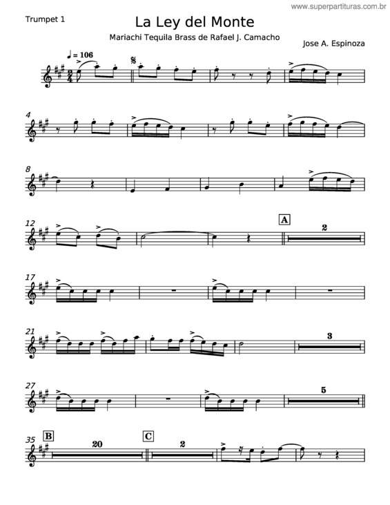 Partitura da música La Ley Del Monte – Vicente Fernández