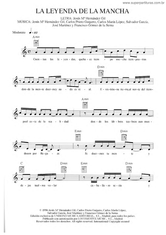 Partitura da música La Leyenda De La Mancha