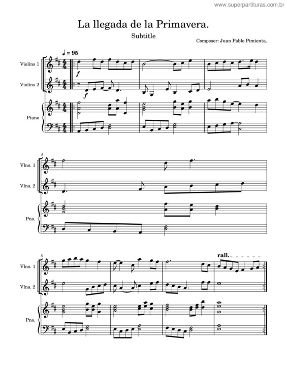 Partitura da música La Llegada De La Primavera
