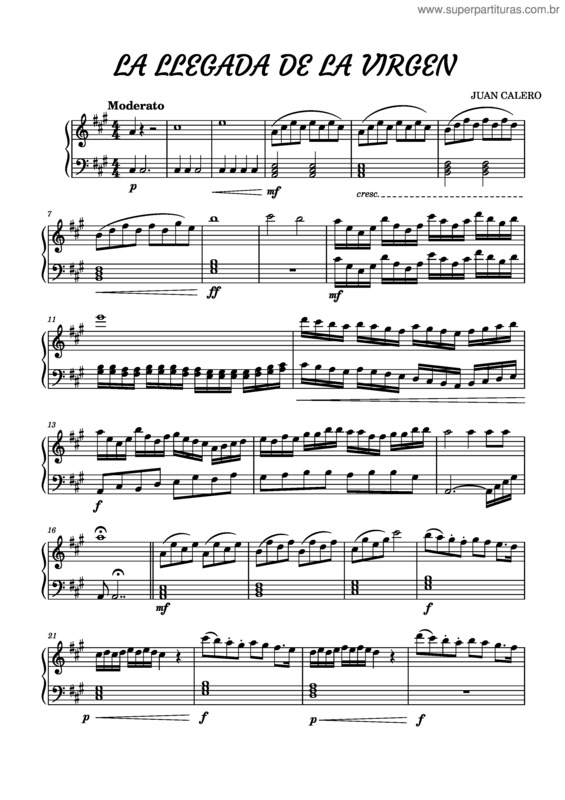 Partitura da música La Llegada De La Virgen – Juan C. C. La Llegada De La Virgen –  Juan C. C.