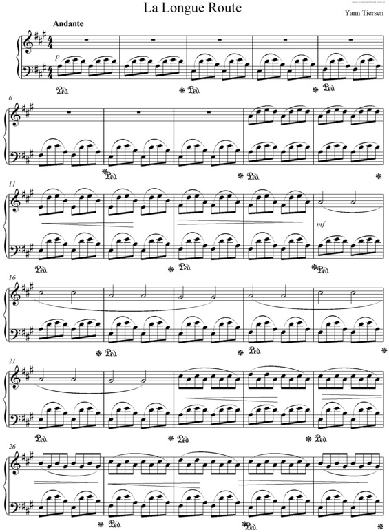 Partitura da música La Longue Route v.2