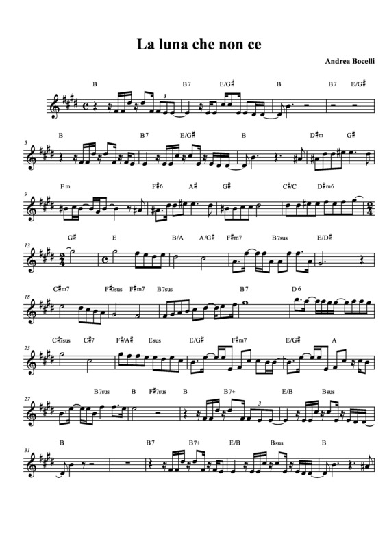 Partitura da música La Luna Che Non c´e v.2