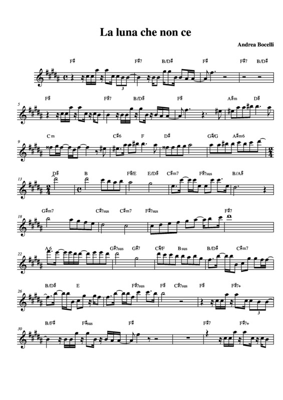 Partitura da música La Luna Che Non c´e