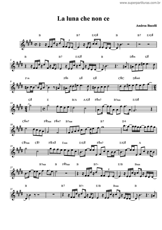 Partitura da música La Luna Che Non Ce v.2