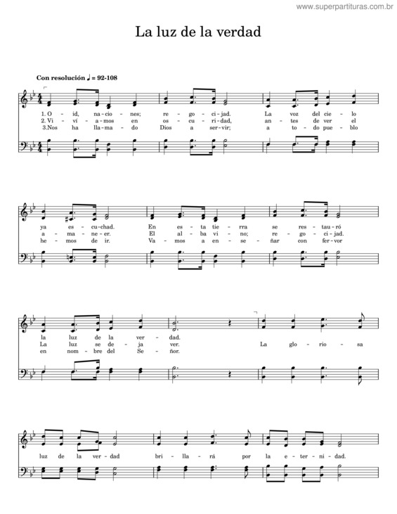 Partitura da música La Luz De La Verdad – George F. Root