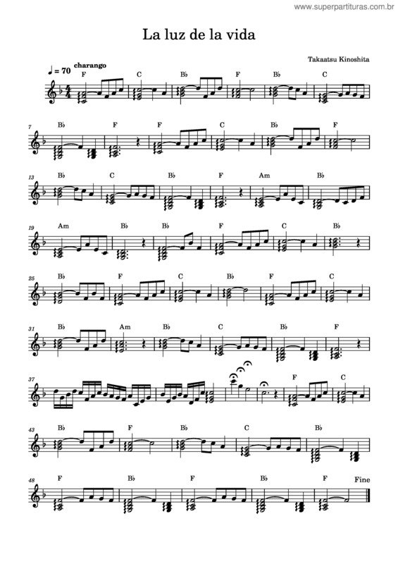 Partitura da música La Luz De La Vida – Takaatsu Kinoshita