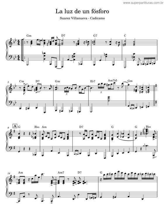 Partitura da música La Luz De Un Fosforo – Tango