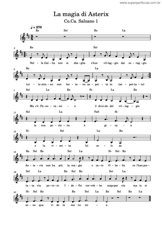 Partitura da música La Magia Di Asterix – Co.Ca. Salzano 1