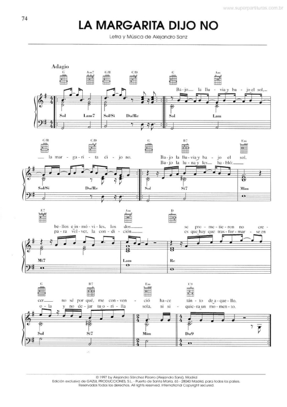 Partitura da música La Margarita Dijo No