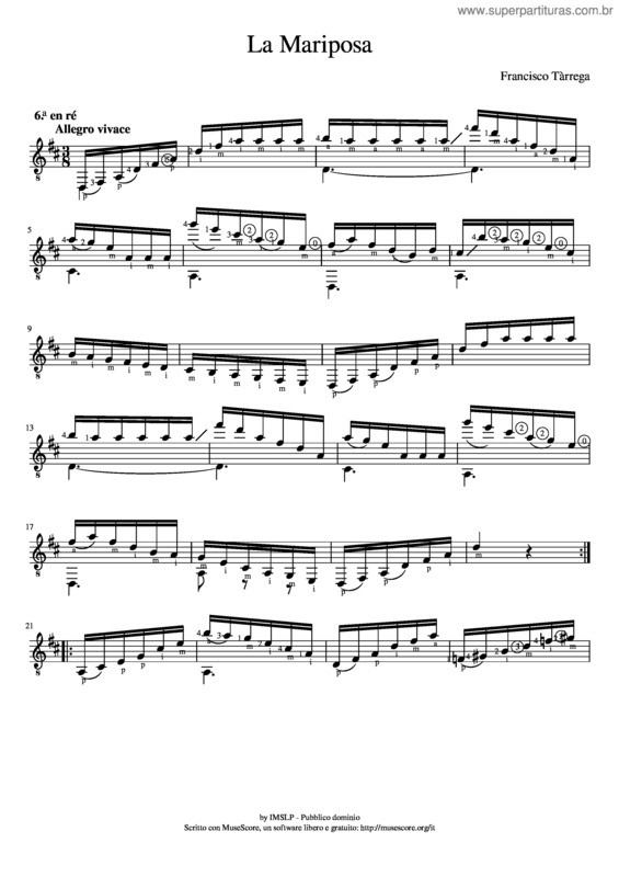 Partitura da música La Mariposa v.3