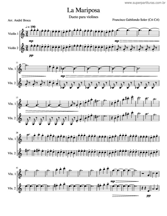 Partitura da música La Mariposa v.4