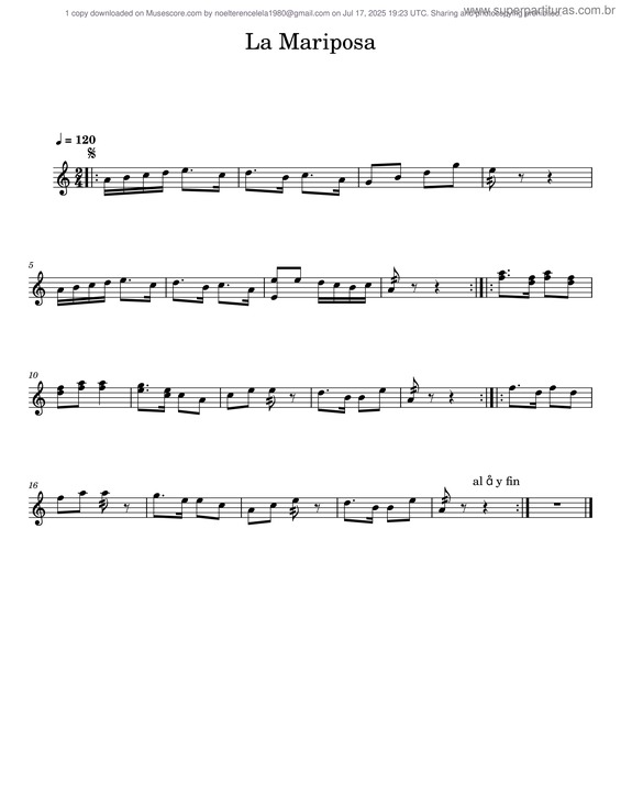 Partitura da música La Mariposa v.7