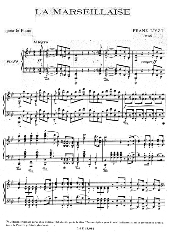 Partitura da música La Marseillaise S.237