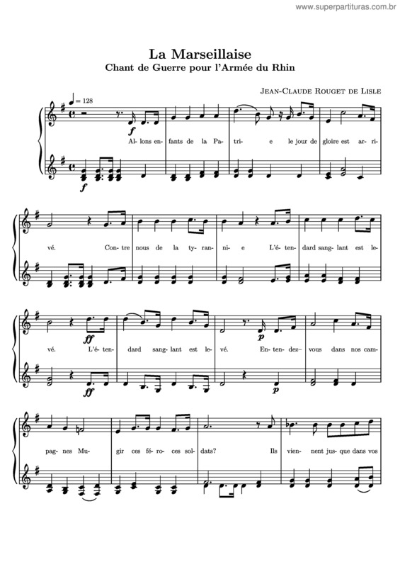 Partitura da música La Marseillaise v.2