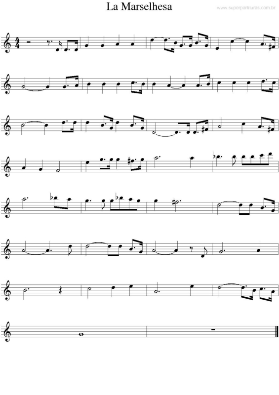 Partitura da música La Marselhesa (Hino Nacional Da França)