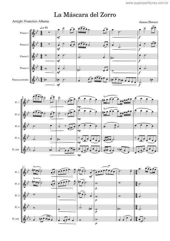 Partitura da música La Máscara Del Zorro
