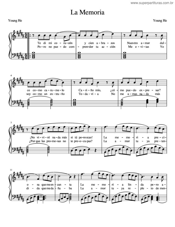 Partitura da música La Memoria