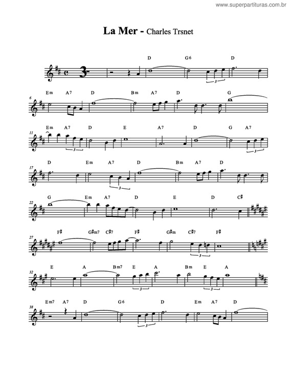 Partitura da música La Mer v.3