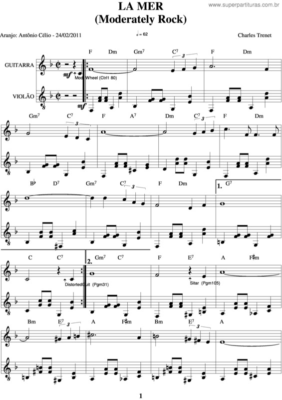 Partitura da música La Mer v.4