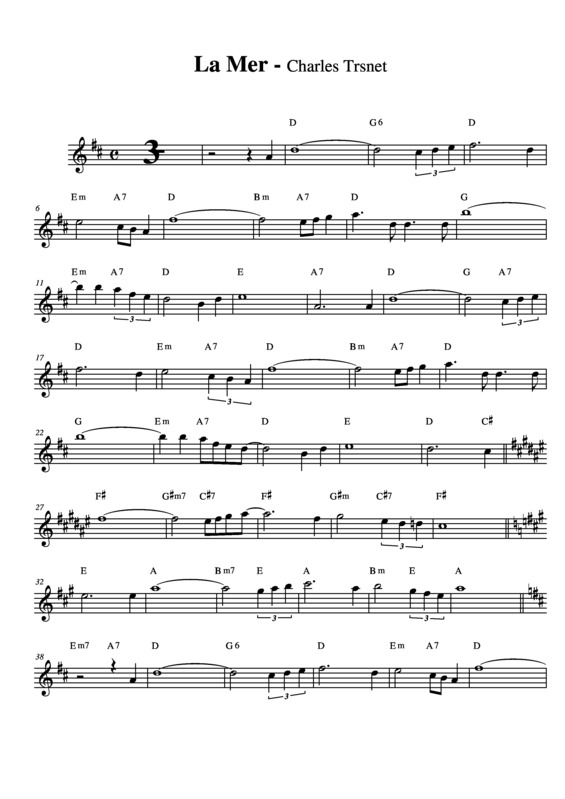 Partitura da música La Mer v.5