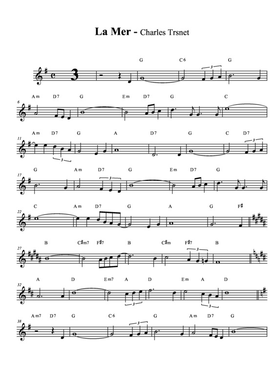 Partitura da música La Mer v.6