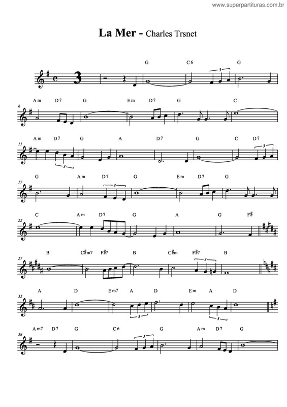 Partitura da música La Mer v.7