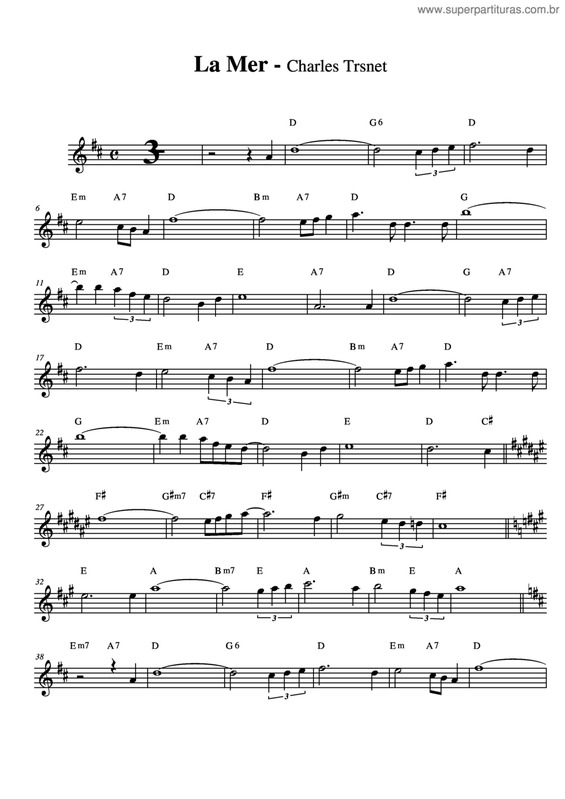 Partitura da música La Mer v.9