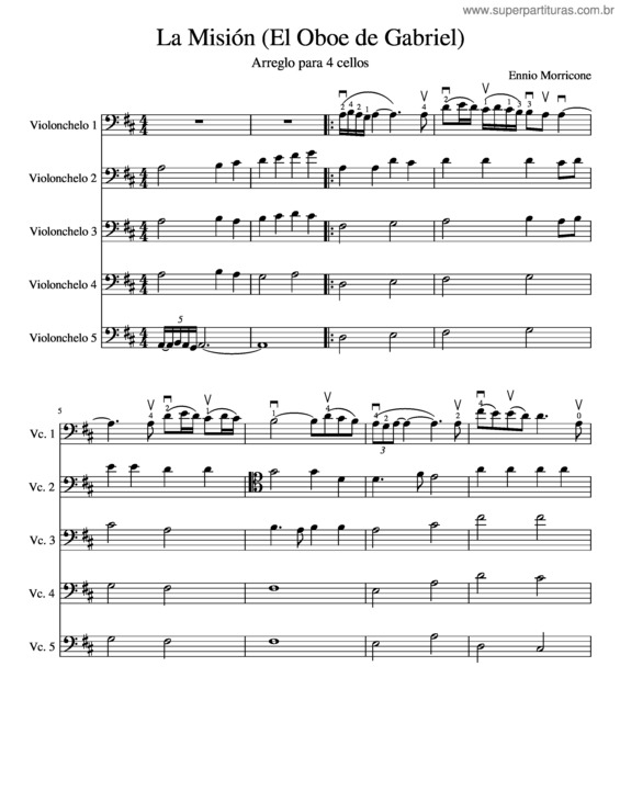 Partitura da música La Misión