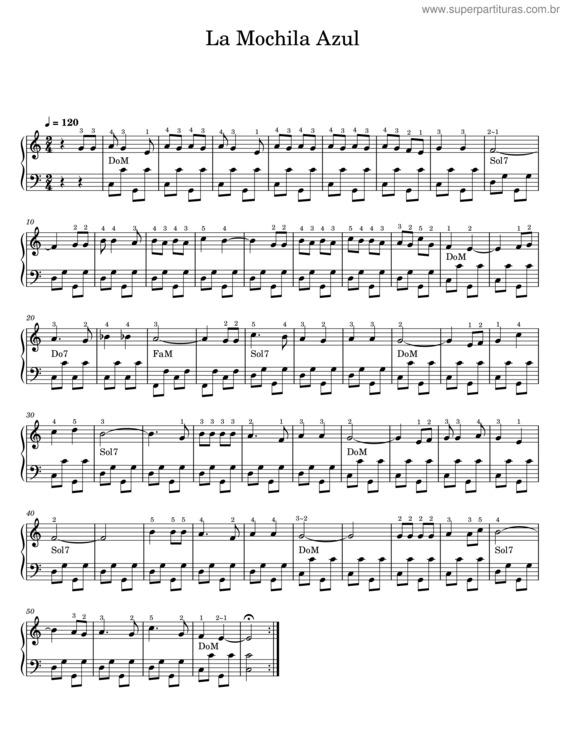 Partitura da música La Mochila Azul