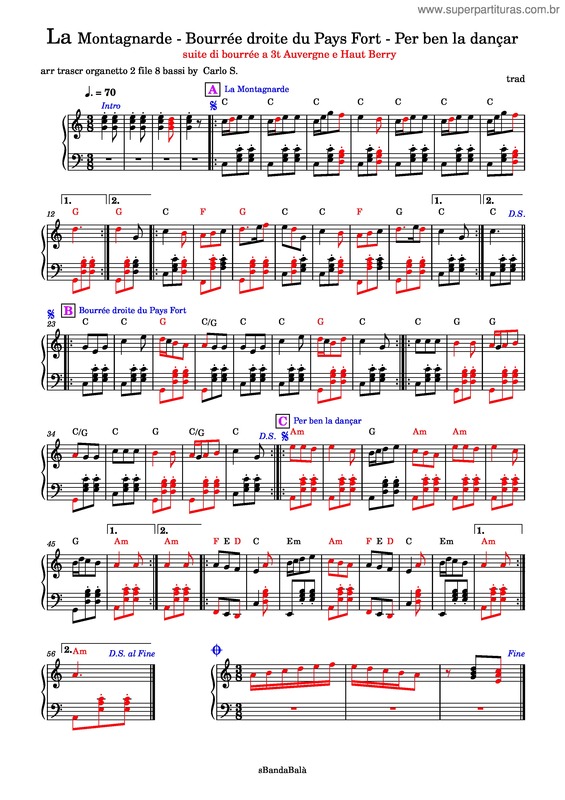 Partitura da música La Montagnarde – Bourrée Droite Du Pays Fort – Per Ben La Dançar – Granello Di Sabbia