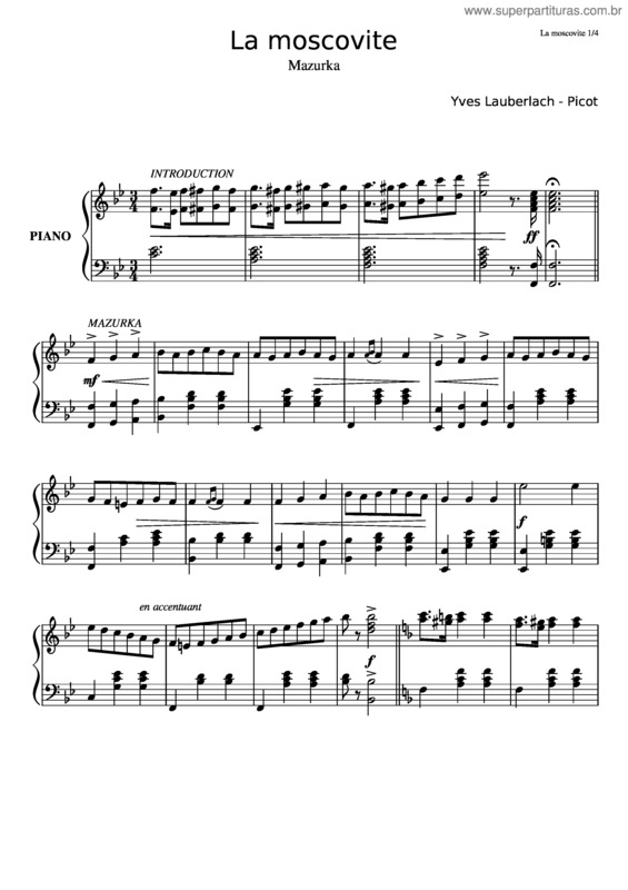 Partitura da música La Moscovite