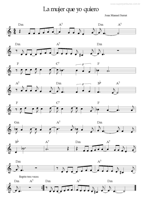 Partitura da música La Mujer que yo Quiero