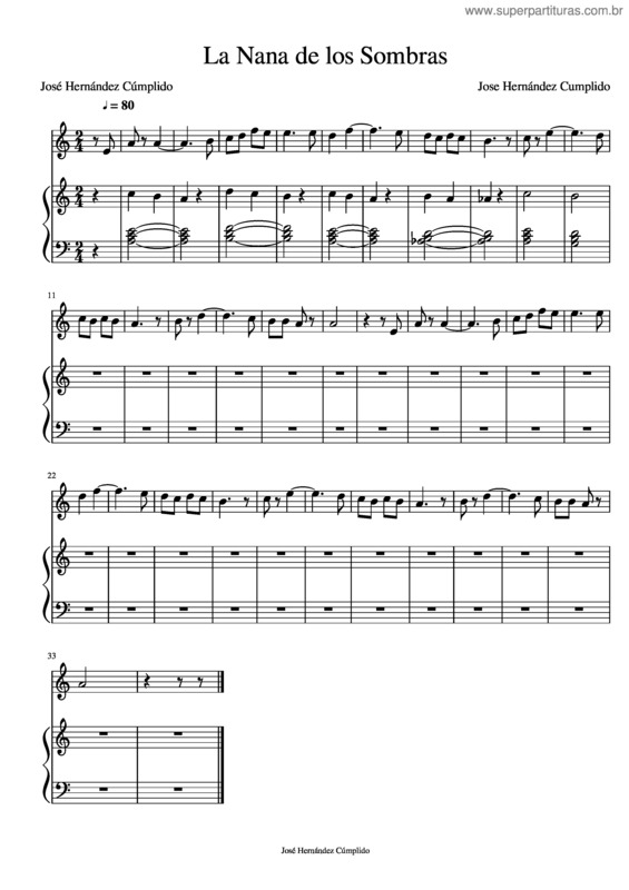 Partitura da música La Nana De Los Sombras v.3