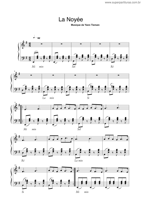 Partitura da música La Noyee v.2