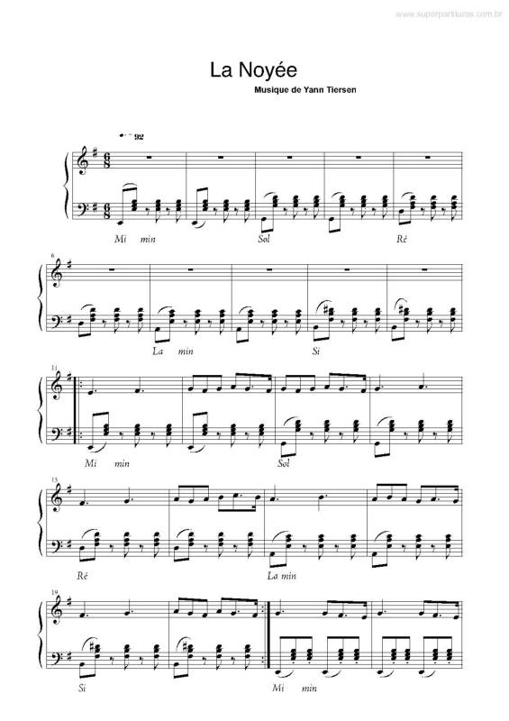 Partitura da música La Noyée