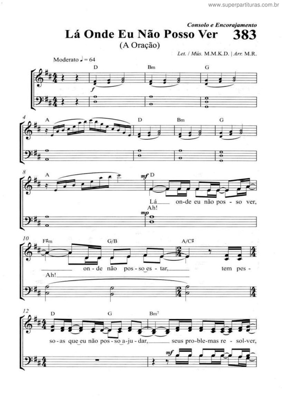 Partitura da música Lá Onde Eu Não Posso Ver