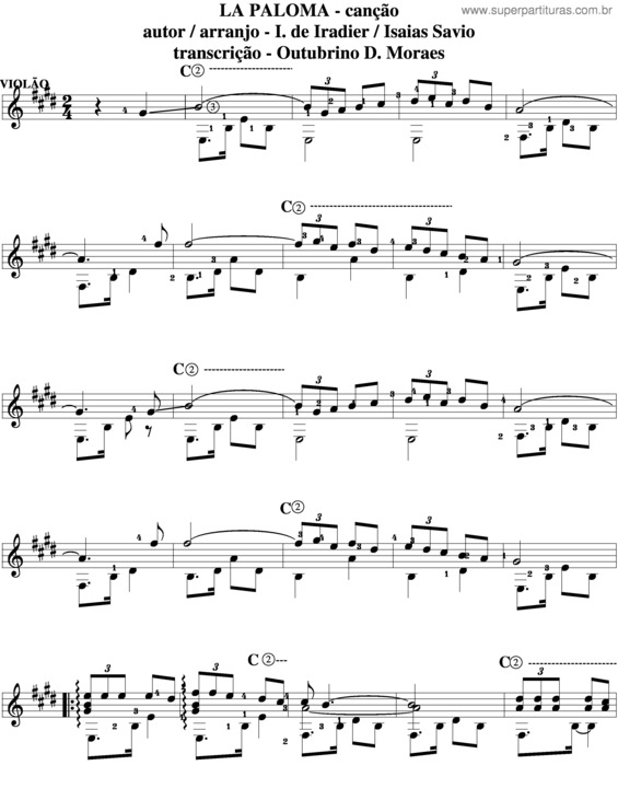 Partitura da música La Paloma v.10