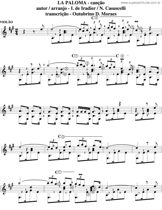 Partitura da música La Paloma v.11