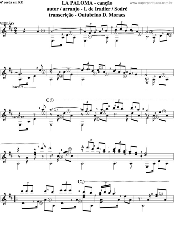 Partitura da música La Paloma v.12