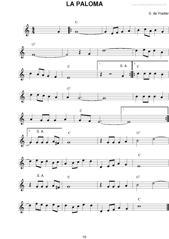 Partitura da música La Paloma v.2