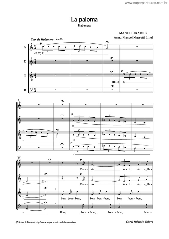 Partitura da música La Paloma v.4