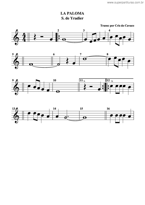 Partitura da música La Paloma v.7