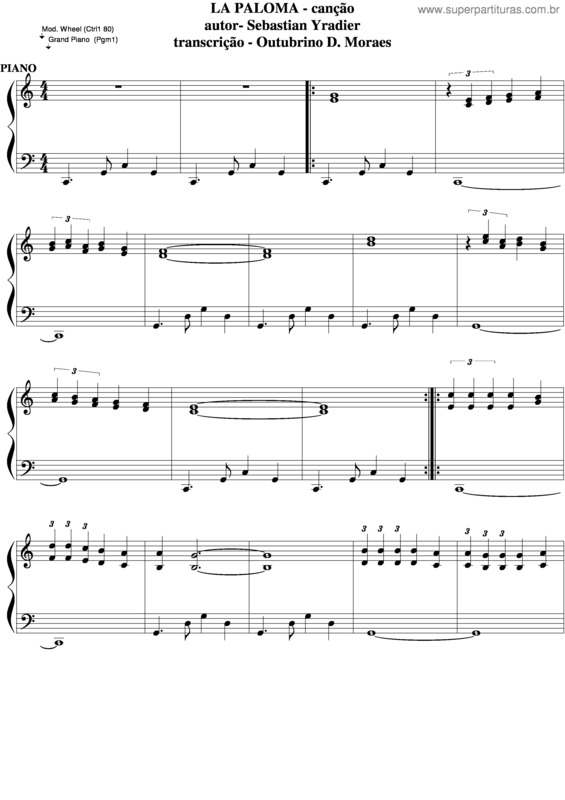 Partitura da música La Paloma v.9