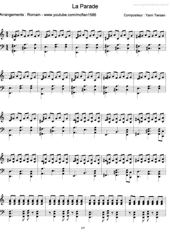 Partitura da música La Parade